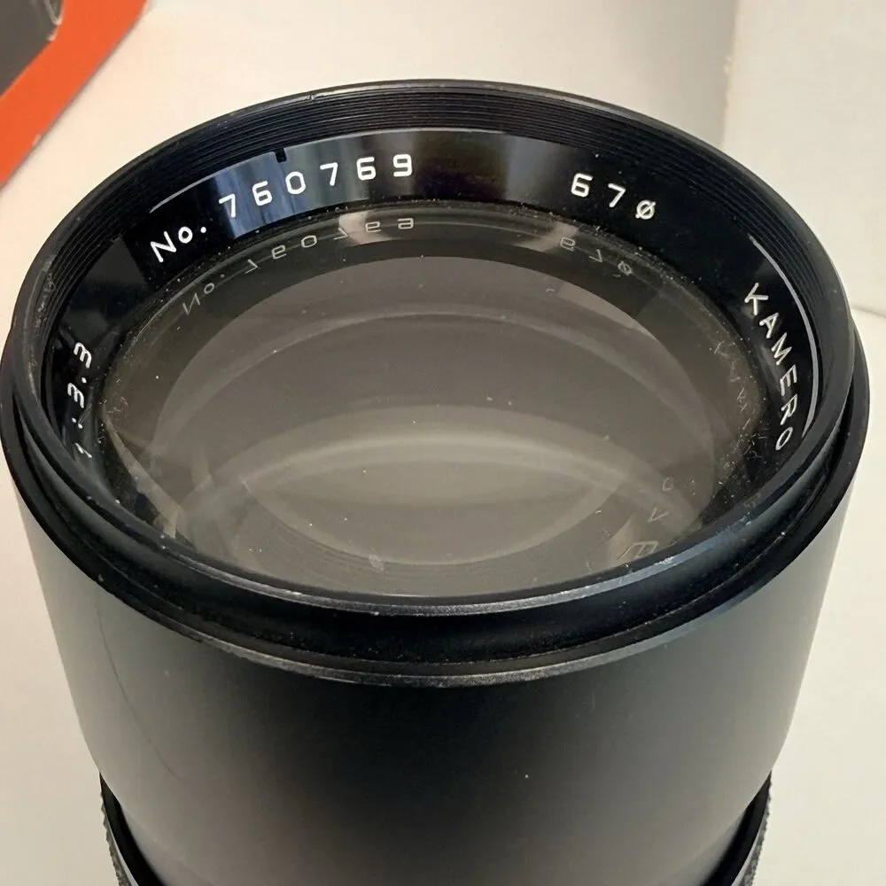 Kamero 200mm f3.3 Telephoto Lens Minolta Mount Vintage Rare 70s Optics Untested